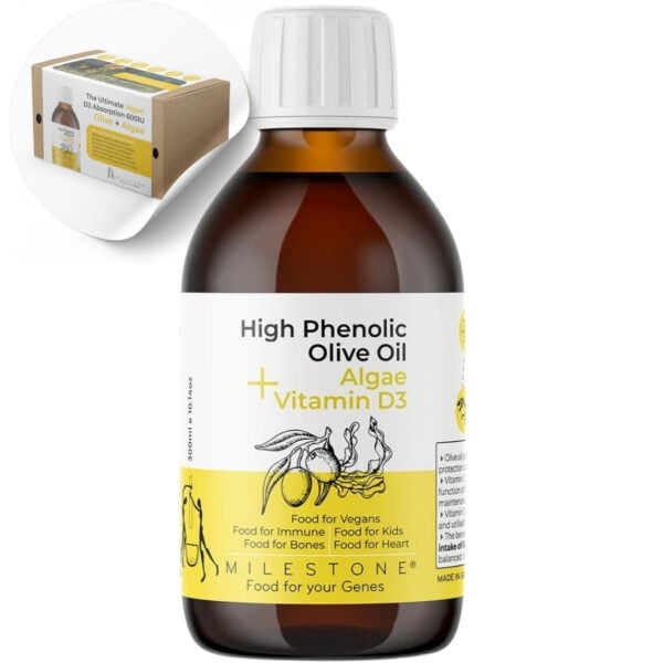 High Phenolic Olive Oil 600IU Algae Vitamin D3