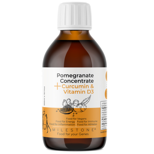 pomegranate concentrate with turmeric extract and vitamin d3 by milestone food for your genes
